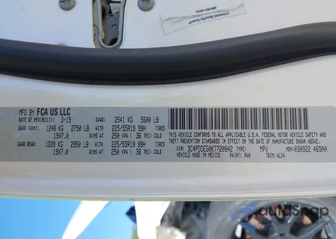 2019 Dodge Journey Gt Awd from USA, damaged, VIN 3C4PDDEG0KT720842